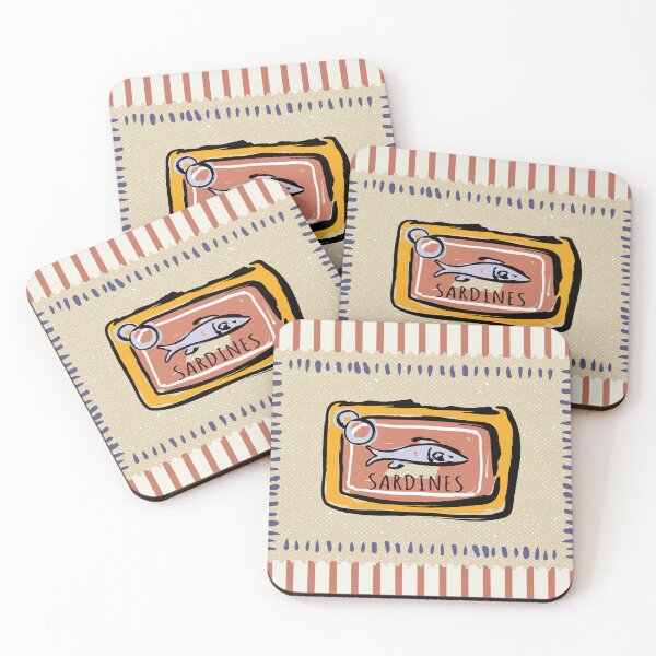 Item preview, Sardines colorful retro Boho Kitchen Decor, food ,Anchovies Art, vintage minimalist stiped art designed and sold by ArticraftShop.