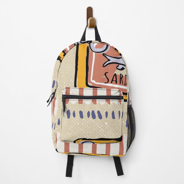 Artikelvorschau, Sardinen buntes Retro-Boho-Küchendekor, Essen, Sardellenkunst, minimalistische Vintage-Streifenkunst entworfen und verkauft von ArticraftShop.