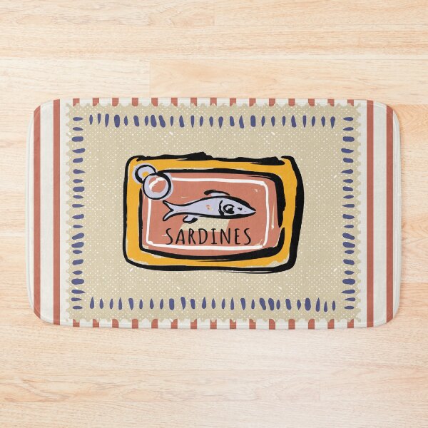 Item preview, Sardines colorful retro Boho Kitchen Decor, food ,Anchovies Art, vintage minimalist stiped art designed and sold by ArticraftShop.
