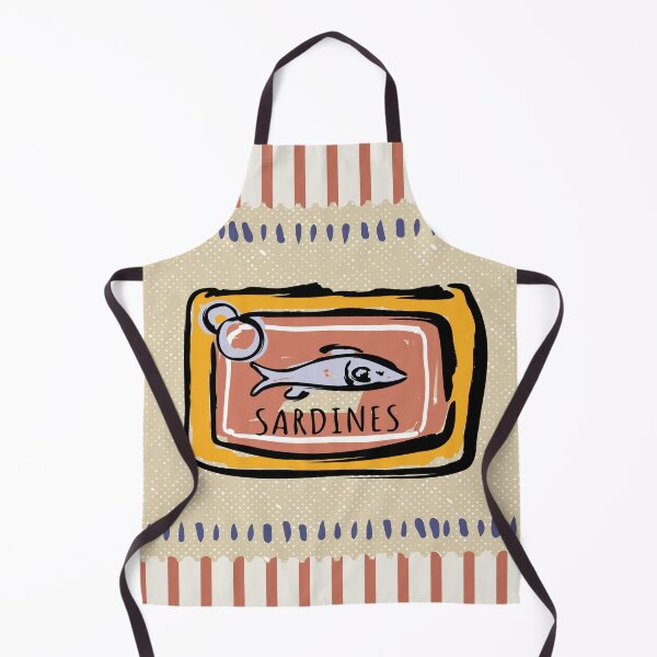Artikelvorschau, Sardinen buntes Retro-Boho-Küchendekor, Essen, Sardellenkunst, minimalistische Vintage-Streifenkunst entworfen und verkauft von ArticraftShop.