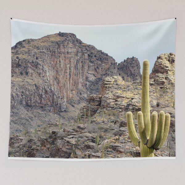 Item preview, Stunning Saguaro Cacti Cloudy Mountain Landscape designed and sold by simonjayphotos.