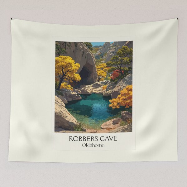 Item preview, Robbers Cave Oklahoma Vintage Poster | Sans Bois Mountains Art Print | Autumn Scenery Decor designed and sold by TuncGK.