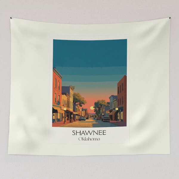 Item preview, Shawnee Oklahoma Vintage Travel Poster | Historic Downtown Art Print | Main Street Decor designed and sold by TuncGK.