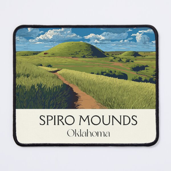 Item preview, Spiro Mounds Oklahoma Vintage Poster | Archaeological State Park Art Print | Caddo Nation History Decor designed and sold by TuncGK.