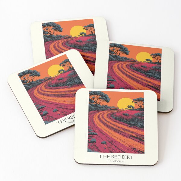 Item preview, The Red Dirt Oklahoma Vintage Poster | Winding Road Sunset Art Print | Heartland Scenery Decor designed and sold by TuncGK.