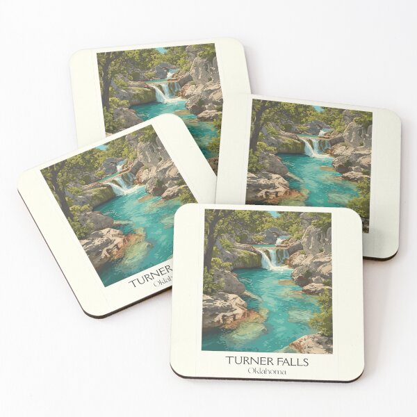 Item preview, Turner Falls Oklahoma Vintage Poster | Arbuckle Mountains Waterfall Art Print | Summer Scenery Decor designed and sold by TuncGK.