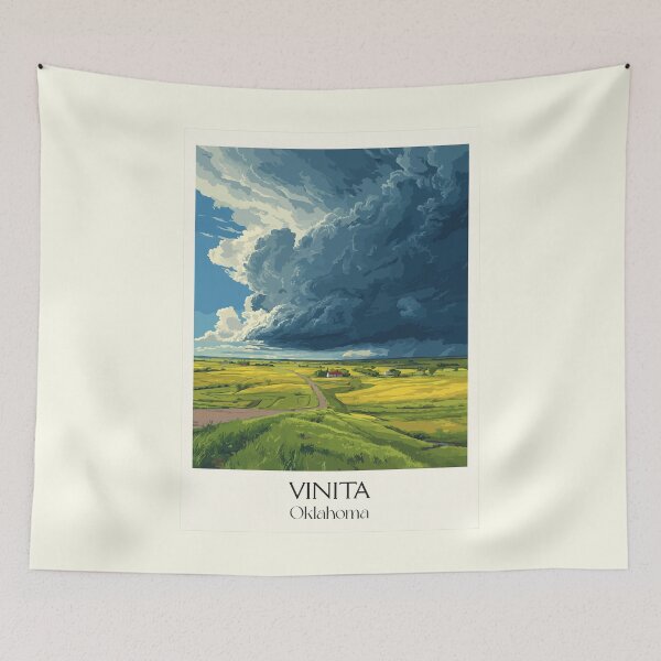 Item preview, Vinita Oklahoma Vintage Travel Poster | Prairie Storm Scenery Art Print | Route 66 Decor designed and sold by TuncGK.