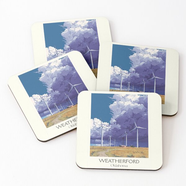 Item preview, Weatherford Oklahoma Vintage Poster | Wind Turbine Art Print | Western OK Scenery Decor designed and sold by TuncGK.