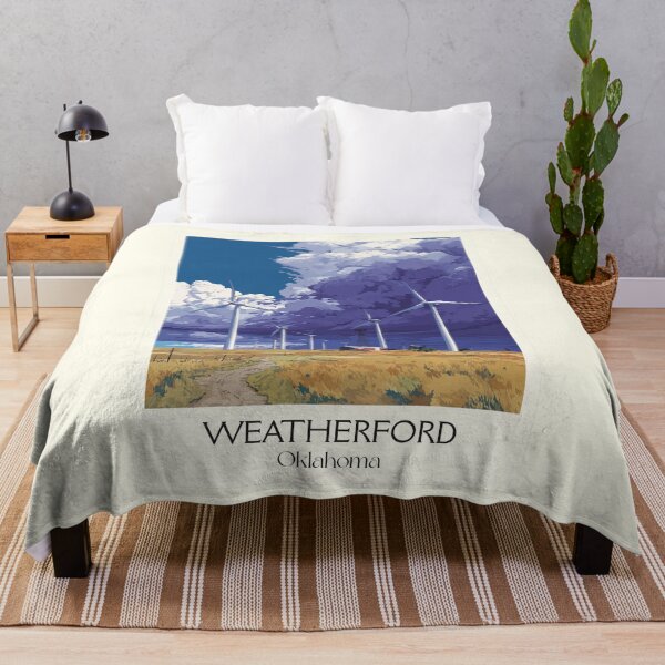 Item preview, Weatherford Oklahoma Vintage Poster | Wind Turbine Art Print | Western OK Scenery Decor designed and sold by TuncGK.