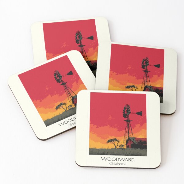 Item preview, Woodward Oklahoma Vintage Travel Poster | Windmill Sunset Art Print | High Plains Decor designed and sold by TuncGK.