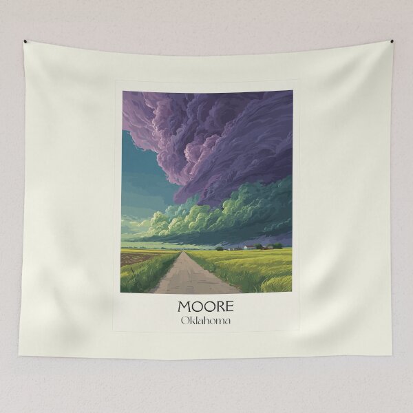 Item preview, Moore Oklahoma Vintage Travel Poster | Tornado Alley Storm Art Print | Severe Weather Decor designed and sold by TuncGK.