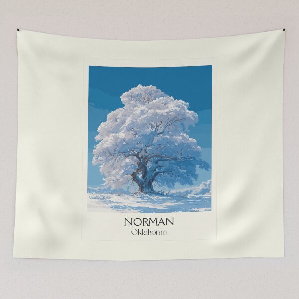 Item preview, Norman Oklahoma Vintage Poster | Winter Snow Tree Art Print | Minimalist Nature Decor designed and sold by TuncGK.