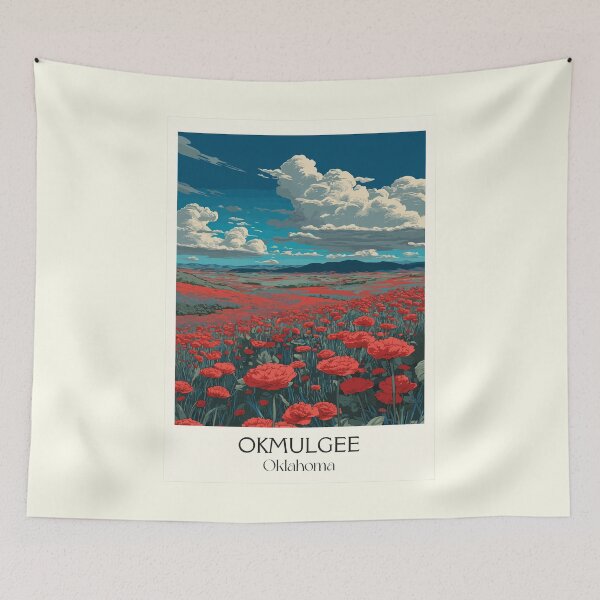 Artikelvorschau, Okmulgee Oklahoma Vintage Poster | Roter Mohnfeld Kunstdruck | Grünes Landdekor entworfen und verkauft von TuncGK.
