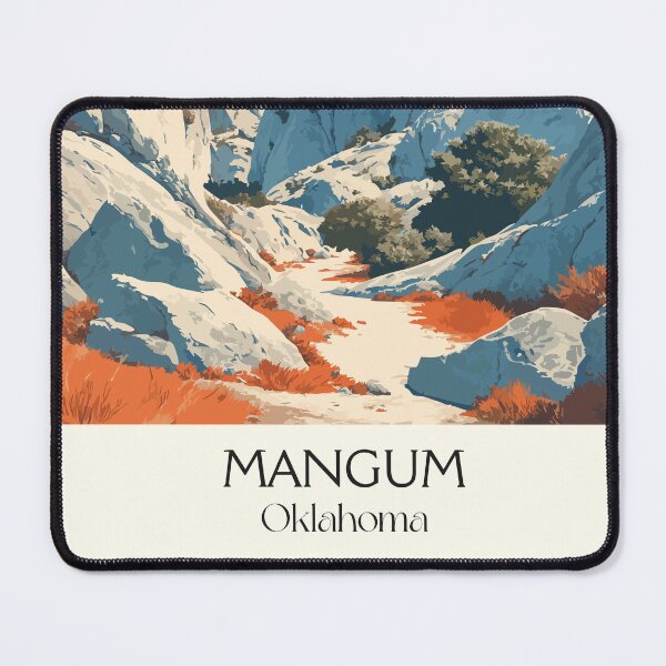 Item preview, Mangum Oklahoma Vintage Travel Poster | Quartz Mountains Art Print | Southwest OK Scenery Decor designed and sold by TuncGK.