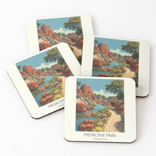 Item preview, Medicine Park Oklahoma Vintage Poster | Cobblestone Community Art Print | Wichita Mountains Decor designed and sold by TuncGK.