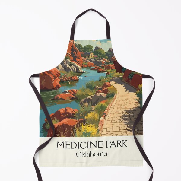 Item preview, Medicine Park Oklahoma Vintage Poster | Cobblestone Community Art Print | Wichita Mountains Decor designed and sold by TuncGK.
