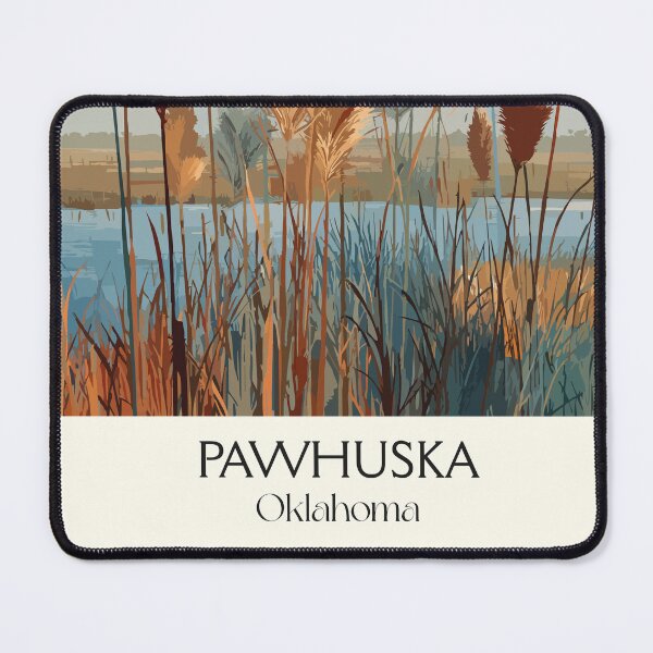 Item preview, Pawhuska Oklahoma Vintage Poster | Tallgrass Prairie Reeds Art Print | Osage County Decor designed and sold by TuncGK.