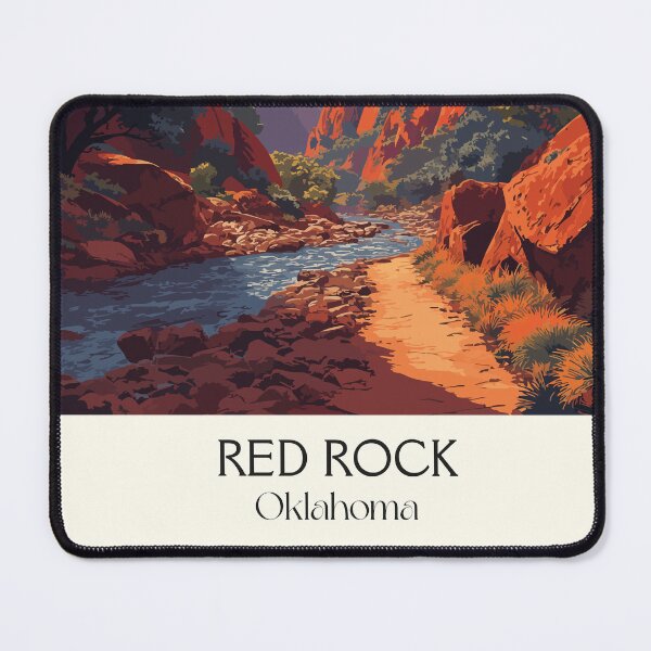 Item preview, Red Rock Canyon Oklahoma Vintage Poster | Sandstone Cliff Art Print | State Park Decor designed and sold by TuncGK.
