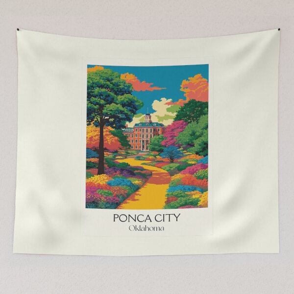 Item preview, Ponca City Oklahoma Vintage Poster | Colorful Park Path Art Print | Garden Scenery Decor designed and sold by TuncGK.