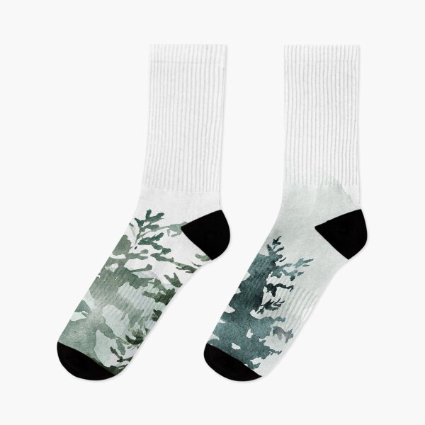 Item preview, watercolor pine trees mountain in forest green, minimalist scandinavian art designed and sold by ArticraftShop.
