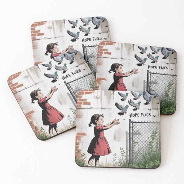 Item preview, Banksy girl flying birds peace designed and sold by martin max.