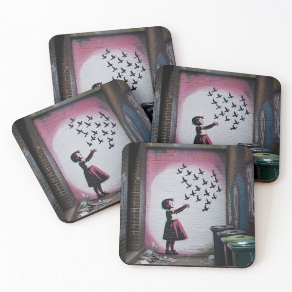 Item preview, Banksy girl flying birds peace designed and sold by martin max.