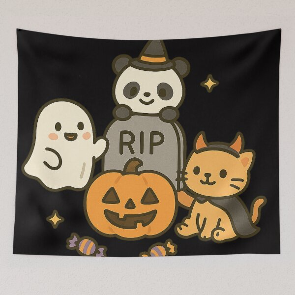 Item preview, Cute animals celebrating Halloween with pumpkin designed and sold by _Smiley_.