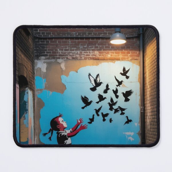 Item preview, Banksy girl flying birds peace designed and sold by martin max.