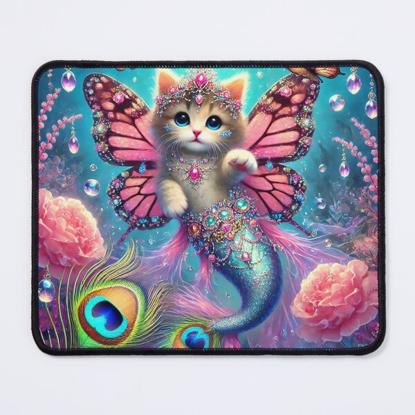 Item preview, Butterfly Mermaid Kitten Dreams - Magical Underwater Fantasy Art designed and sold by WildlyAiyana.