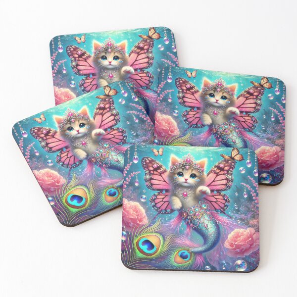 Item preview, Butterfly Mermaid Kitten Dreams - Magical Underwater Fantasy Art designed and sold by WildlyAiyana.