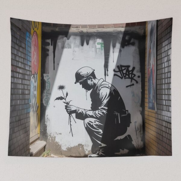 Item preview, Banksy solider flowers peace designed and sold by martin max.