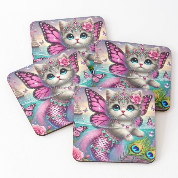 Item preview, Butterfly Mermaid Kitten Dreams III - Magical Underwater Fantasy Art designed and sold by WildlyAiyana.