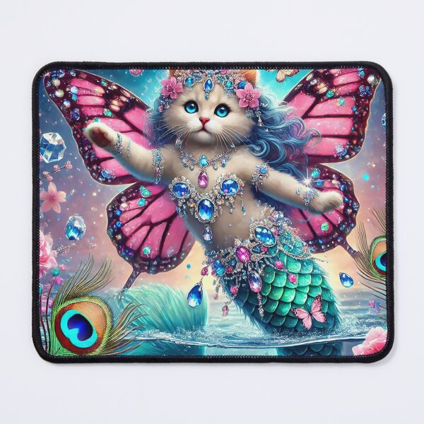Item preview, Butterfly Mermaid Kitten Dreams IV - Magical Underwater Fantasy Art designed and sold by WildlyAiyana.