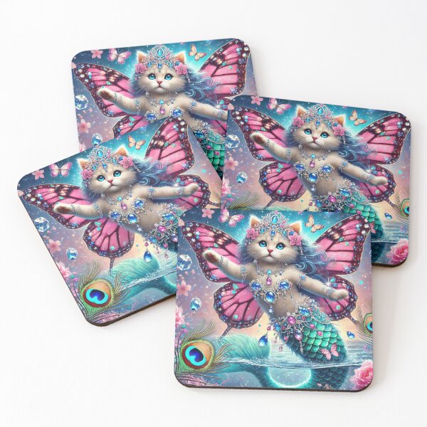 Item preview, Butterfly Mermaid Kitten Dreams IV - Magical Underwater Fantasy Art designed and sold by WildlyAiyana.