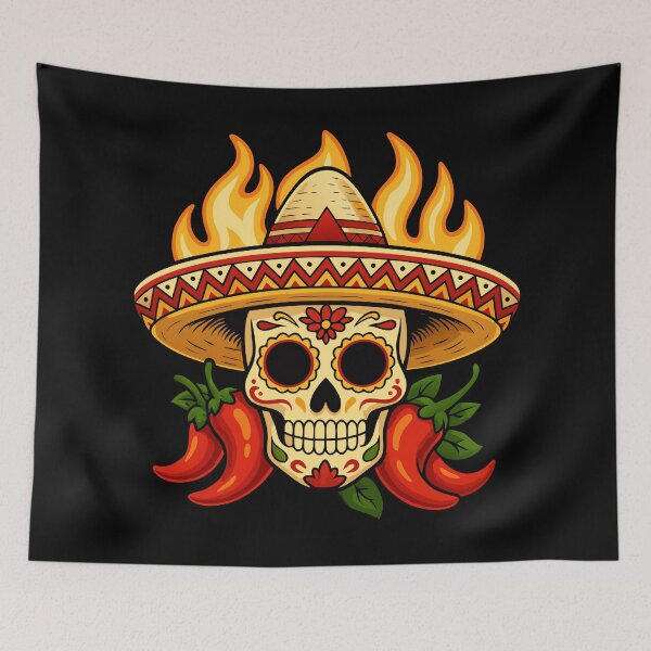 Item preview, Sugar Skull with Chilli Peppers designed and sold by VelvetRoom.