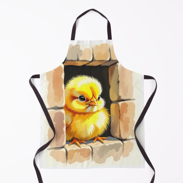 Item preview, Little Yellow Chick in Brick Window – Cute Watercolor Art designed and sold by EmeraldeaArt.