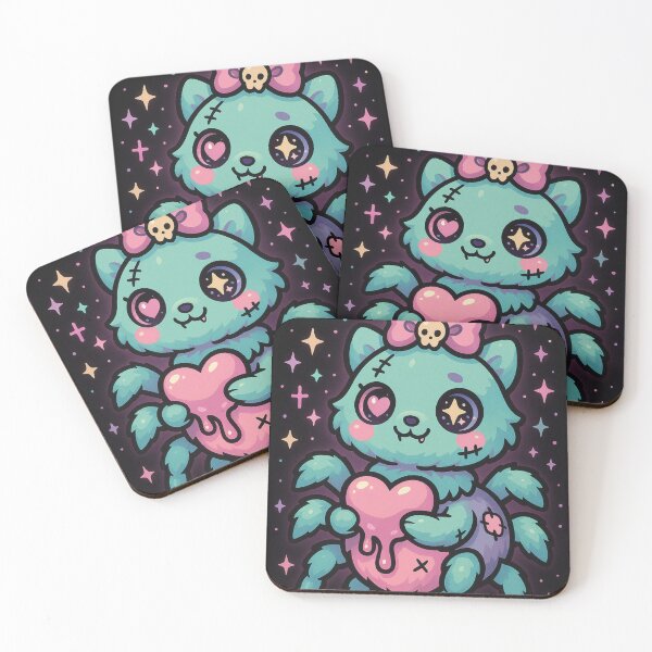 Item preview, Kawaii Halloween Spider Cat – Cute Creepy Pastel Gothic Sticker designed and sold by JacobKAurumhead.