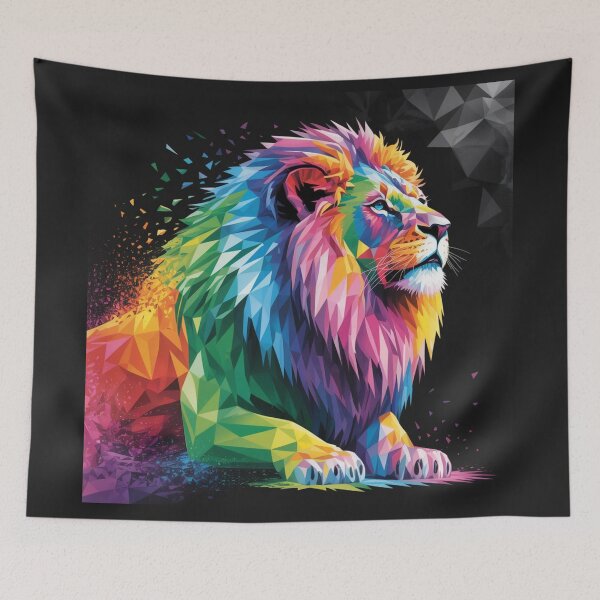 Item preview, Abstract multicolored energy lion designed and sold by bsbd-action.
