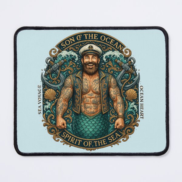 Item preview, Ocean’s Call – Guardian of the Deep Sailor Merman Art designed and sold by alizo74.