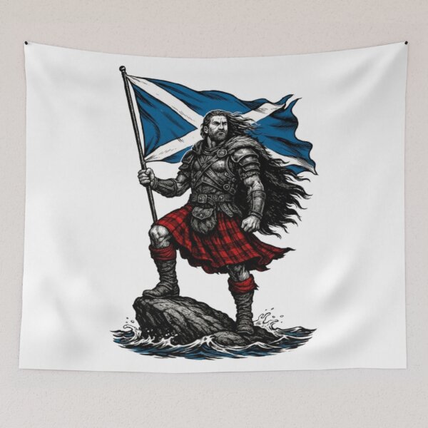 Item preview, Scottish Highland Warrior with Saltire Flag designed and sold by CelticSoulShop.