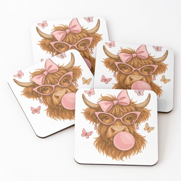 Item preview, Coquette Highland Cow with Bubblegum and Butterflies designed and sold by TrackinDaTrends.