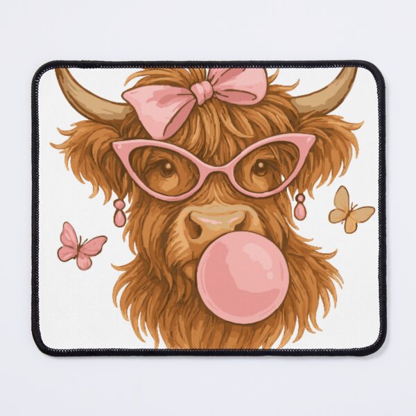 Item preview, Coquette Highland Cow with Bubblegum and Butterflies designed and sold by TrackinDaTrends.