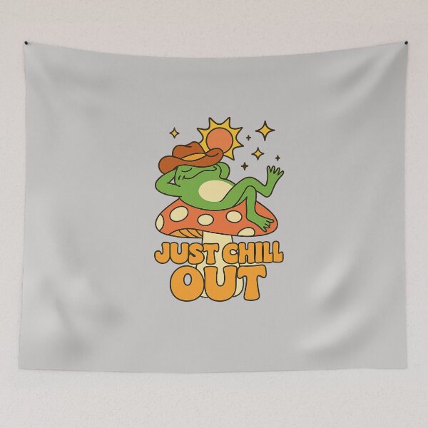 Item preview, Funny frog humor, Just Chill Out Frog Retro Mushroom Design designed and sold by Right-UR.