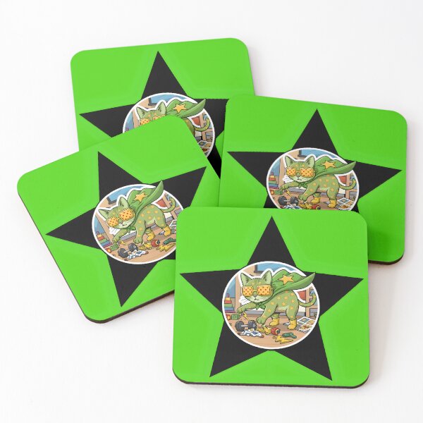Item preview, The green cat, which is unlike any other cat, is the strongest and most beautiful cat with supernatural powers. Dotted glasses and bright yellow stars. Don't get angry. designed and sold by jotcar.