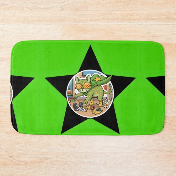 Item preview, The green cat, which is unlike any other cat, is the strongest and most beautiful cat with supernatural powers. Dotted glasses and bright yellow stars. Don't get angry. designed and sold by jotcar.