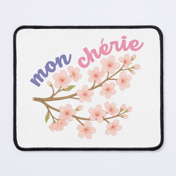 Item preview, Mon Chérie Cherry Blossom – Romantic French Quote Floral Design designed and sold by Lazy T Co..
