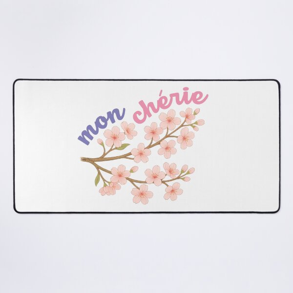 Item preview, Mon Chérie Cherry Blossom – Romantic French Quote Floral Design designed and sold by Lazy T Co..