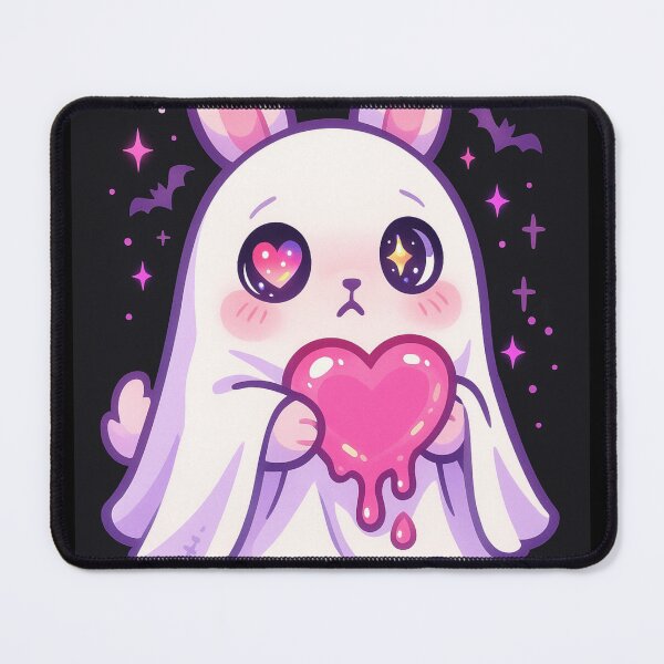 Item preview, Kawaii Halloween Ghost Bunny – Cute Pastel Rabbit with Heart Sticker designed and sold by JacobKAurumhead.