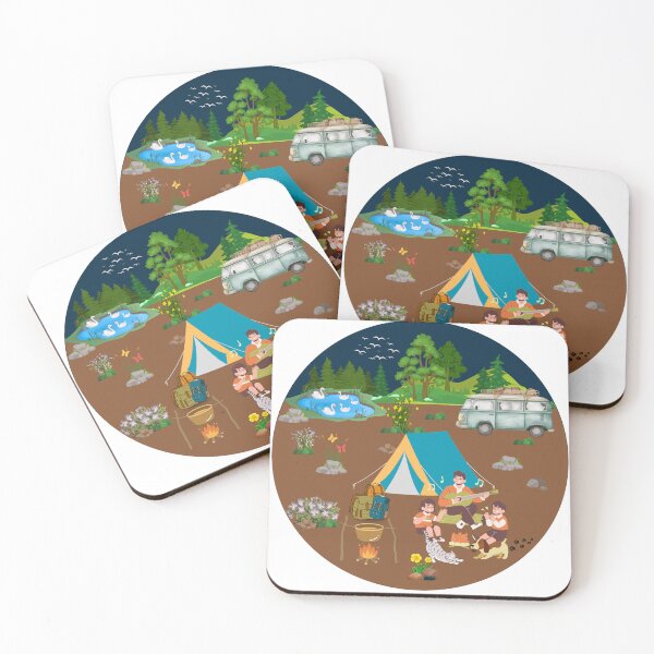 Artikelvorschau, Familiencampingausflug, Lagerfeuer, Musik, Van Life, Outdoor-Abenteuer Sticker entworfen und verkauft von Al-Ziyyel Studio✨.