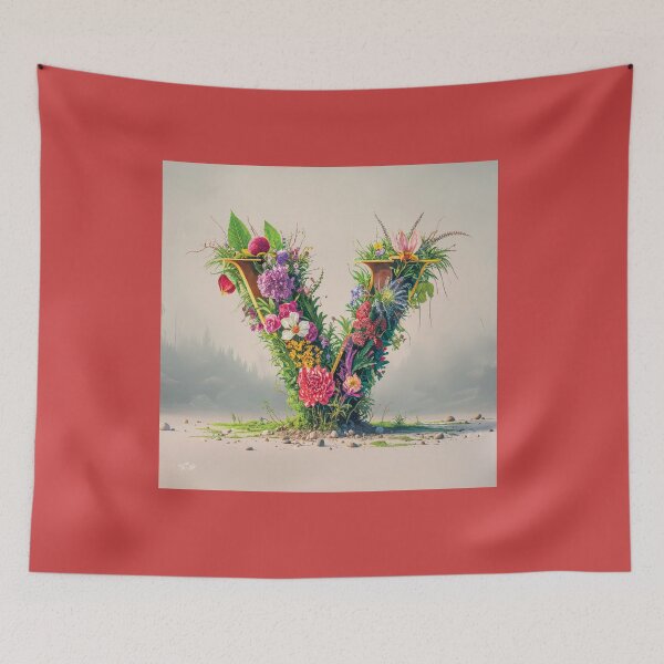 Item preview, Flower Fantasy Alphabet Letter V designed and sold by Royal Wall Whispers.
